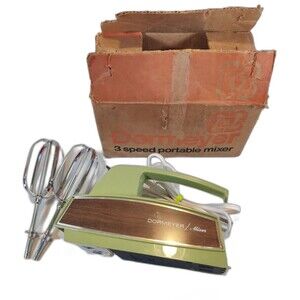 Vintage Dormeyer Hand Mixer Model HM7 Works Good-See Video-Avocado Green-W/Box